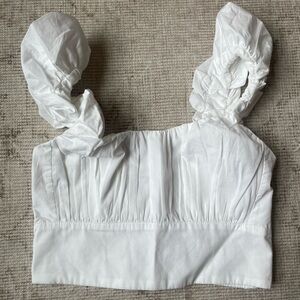 Abercrombie & Fitch White Puff Sleeve Tank Top XS NWOT